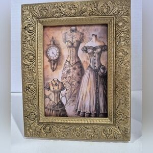 Vintage Gold Ornate Frame with Fashion Art